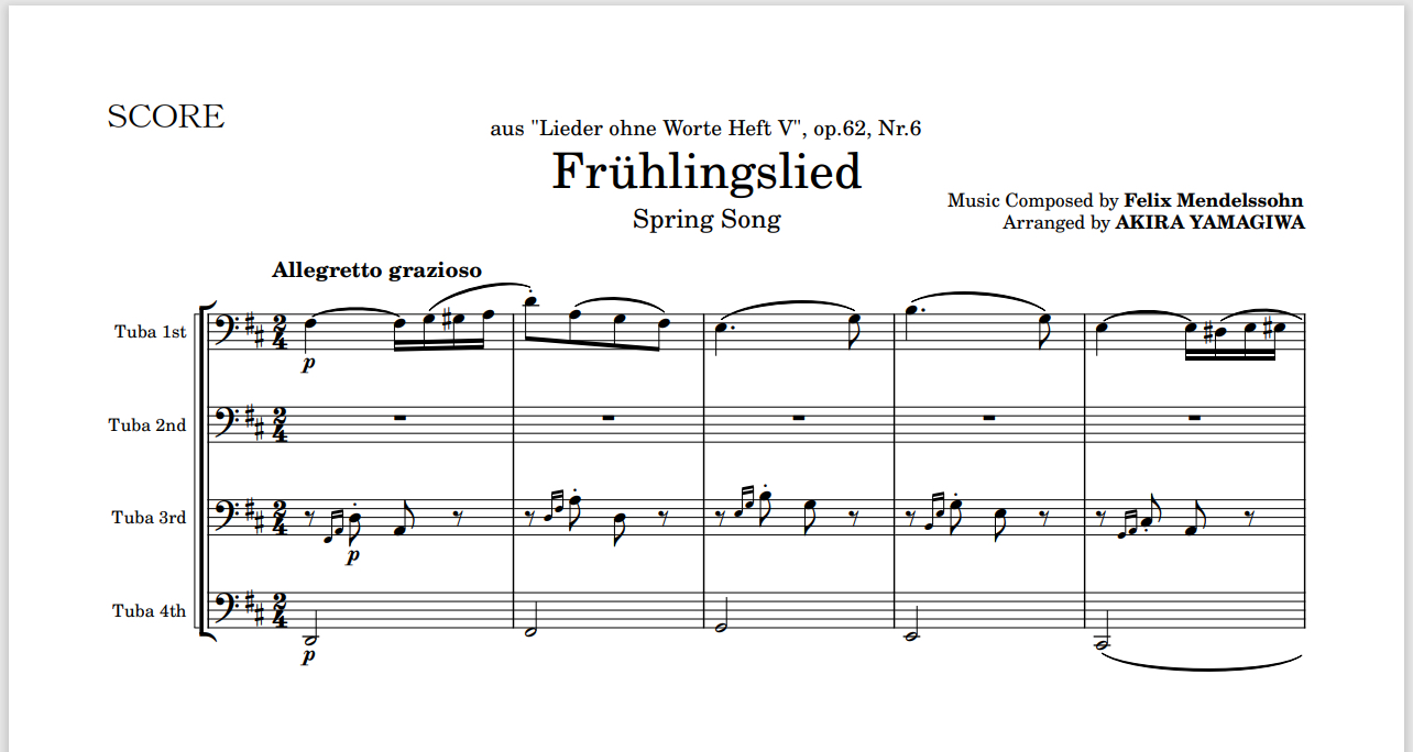 aus "Lieder ohne Worte Heft V", op.62, Nr.6 Fruhlingslied (Spring Song)